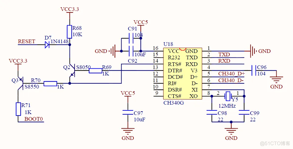 关于CH340在STM32实现一键下载电路的研究（转）_引脚